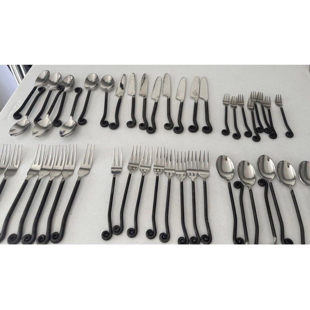 Gourmet Settings Scroll Treble Clef Flatware 46 Pc Set 8 Place Settings Rare